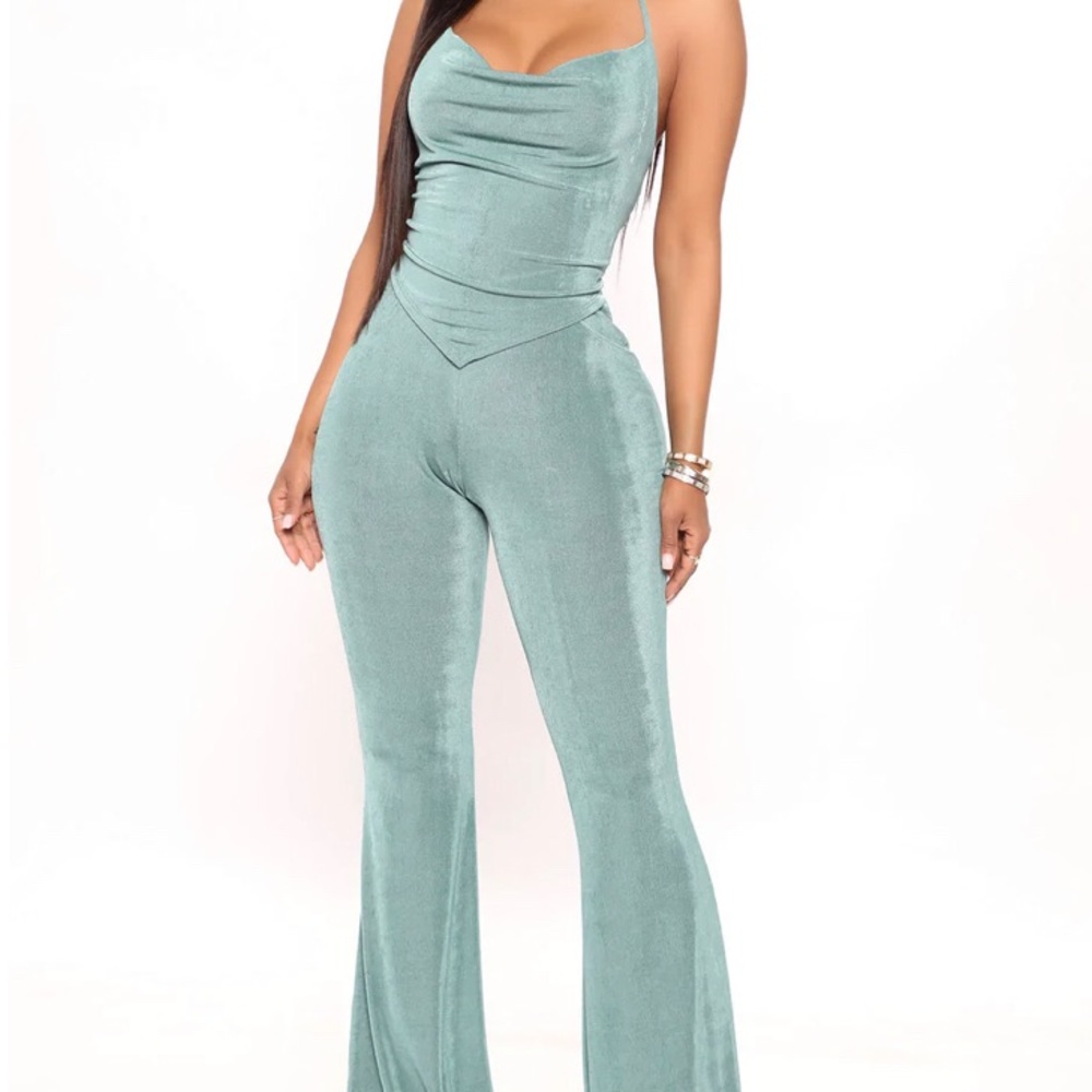 Fashionova halter top and pant set - Sage